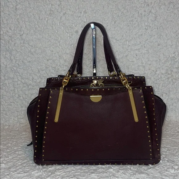 Coach Dreamer 36 Border Rivets Large Mixed Leather Suede Shoulder Bag in Brown - Picture 7 of 16